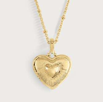 K GOLD PLATED BRASS, CZ STONES Heart Station Necklace
