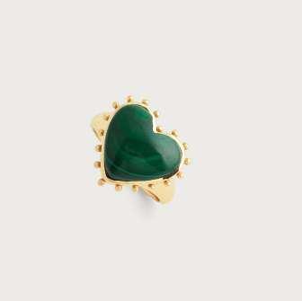 Heart Stone Ring, Malachite