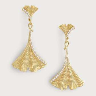 CHAIN 91.4cm , PENDANT 6.3cm H X 5cm W Ginkgo Large Drop Earrings