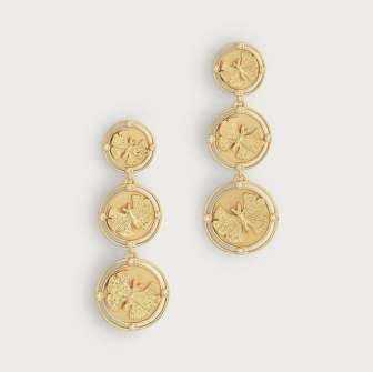 4cm W Triple Coin Drop Earrings