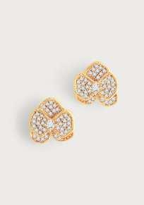 4.5cm W Orchid Pavé Stud Earrings, Gold