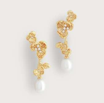 Orchid & Pearl Drop Earrings