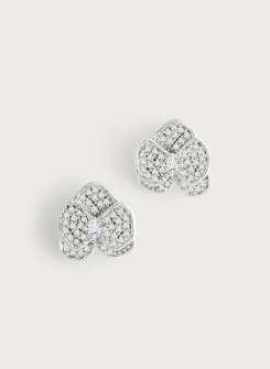 Orchid Pavé Stud Earrings, Sterling Silver