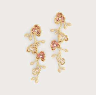 O R C H I D Orchid Pavé Dangle Earrings (Fuchsia & Pink)