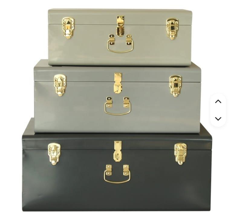 Grey Gradient Metal Trunk Set (S/3)