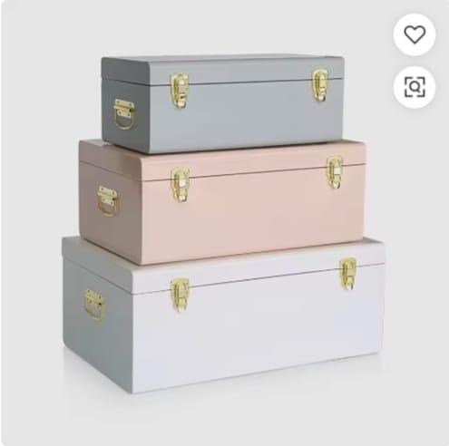 Pastel Metal Decorative Trunk Set (S/3)