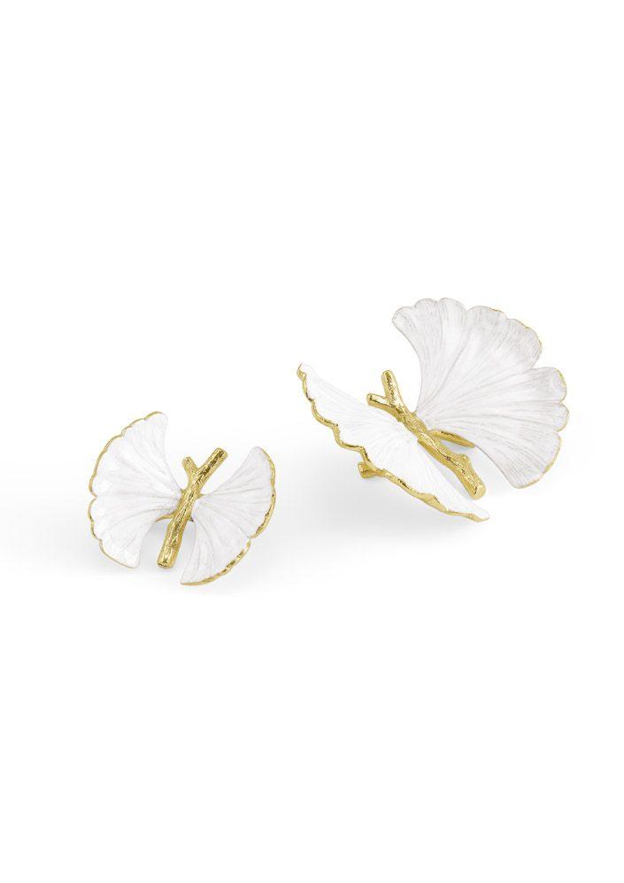 Butterfly Ginkgo Gold Decorative Ob - jects Set of 2