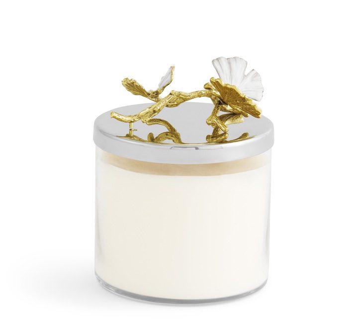 Butterfly Ginkgo Gold Candleholders Set of 2