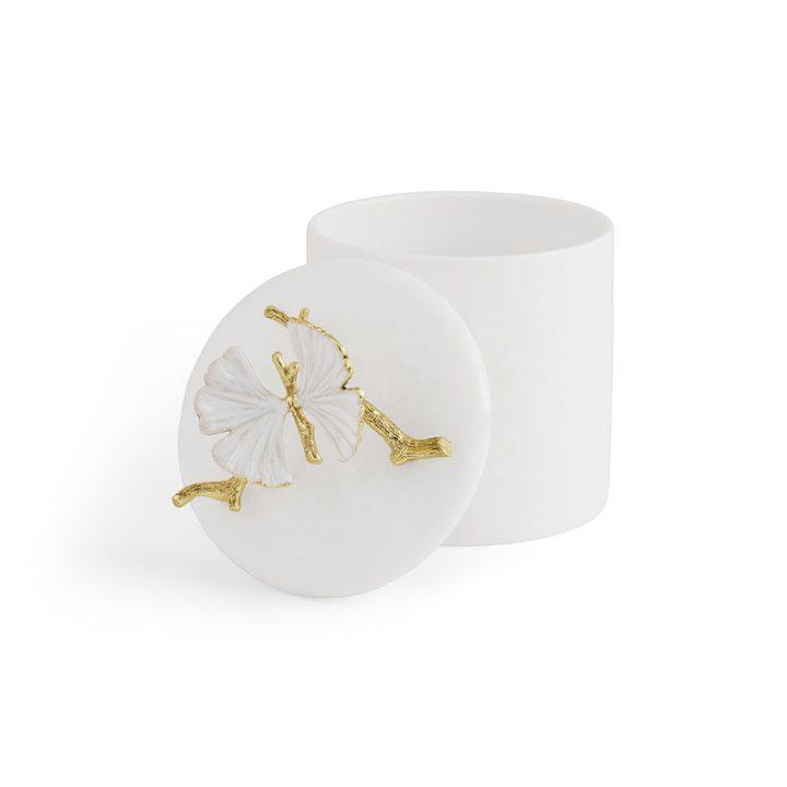 Porcelain Butterfly Ginkgo Gold Porcelain Extra Small Canister