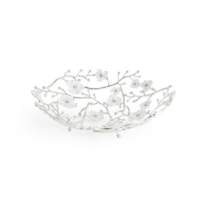 Glass NEW Silver Orchid Rose Bowl