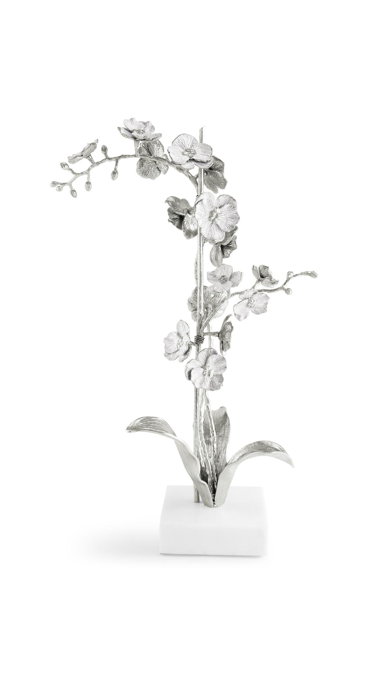 Silver Orchid Stem Sculpture Small