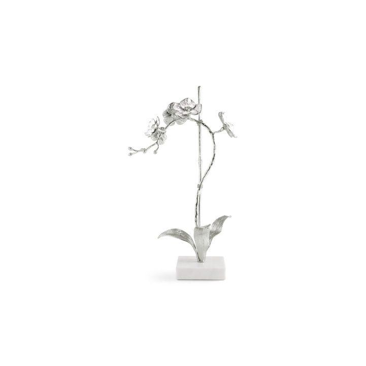 Silver Orchid Stem Sculpture Large