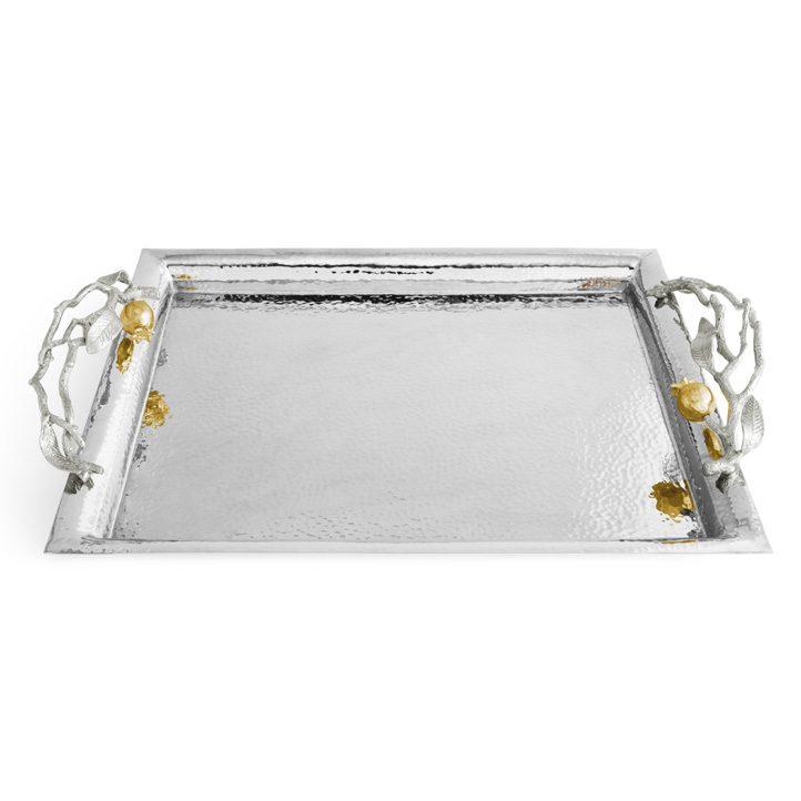 Goldplate 24K Pomegranate Silver & Gold Serving Tray
