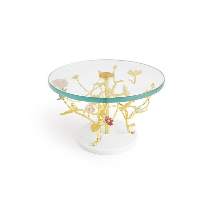 Glass Wildflowers Cake Stand