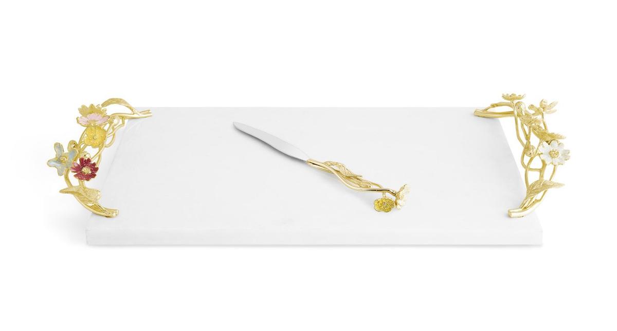 Enamel Wildflowers Cheeseboard with Knife