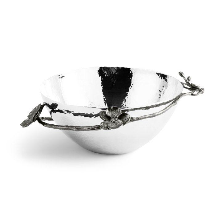 Black Nickelplate Black Orchid Footed Centerpiece Bowl