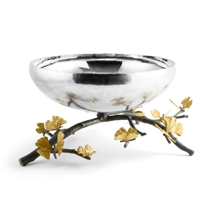 Natural & Oxi - dized Brass Butterfly Gingko Candelabra