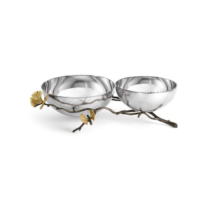 Butterfly Ginkgo Footed Centerpiece Tray