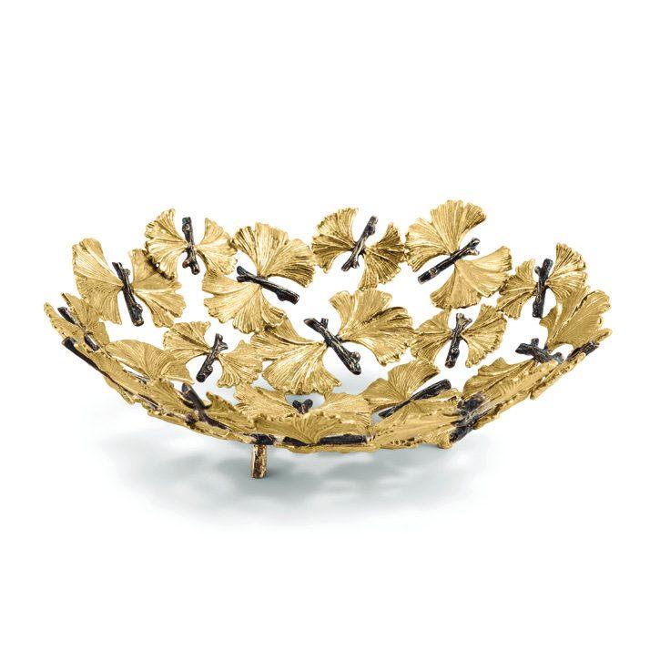Butterfly Ginkgo Round Trinket Box