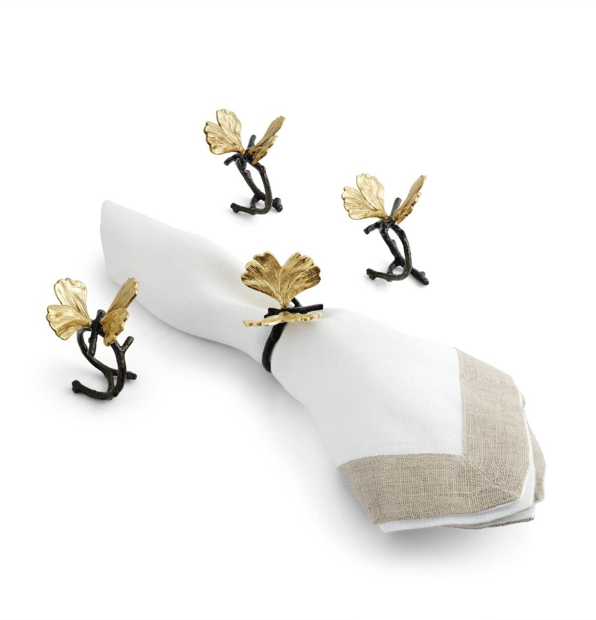 Butterfly Ginkgo Napkin Ring Set