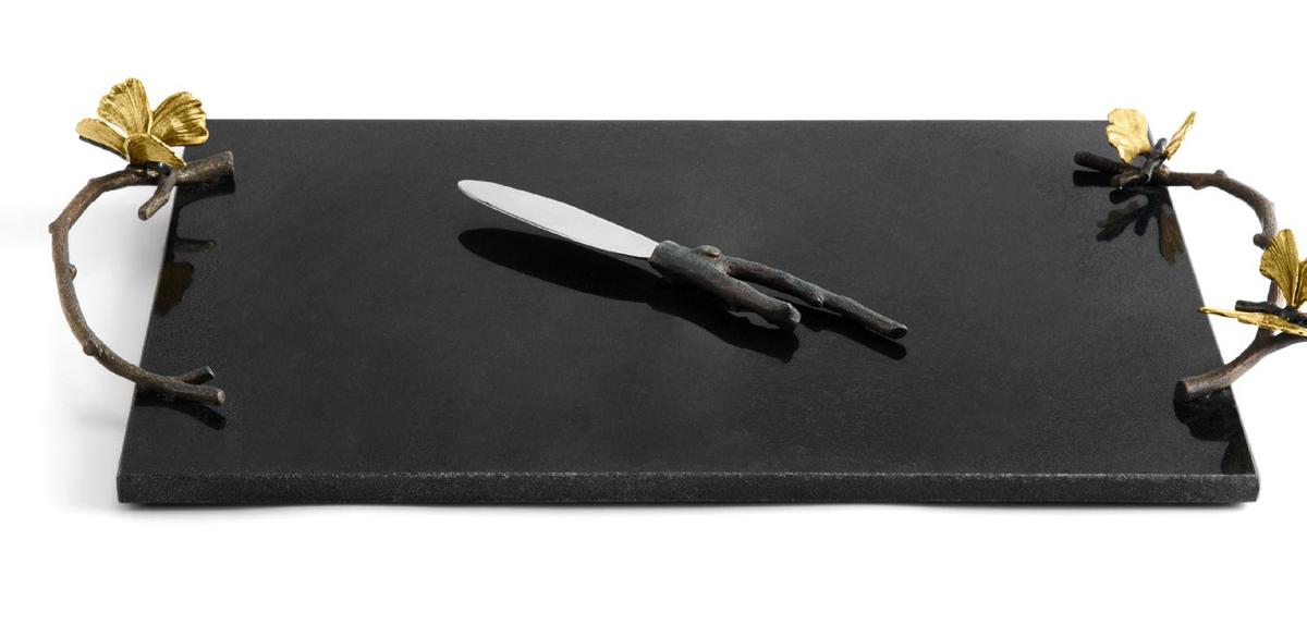 Butterfly Ginkgo Cheese Board w/ Knife