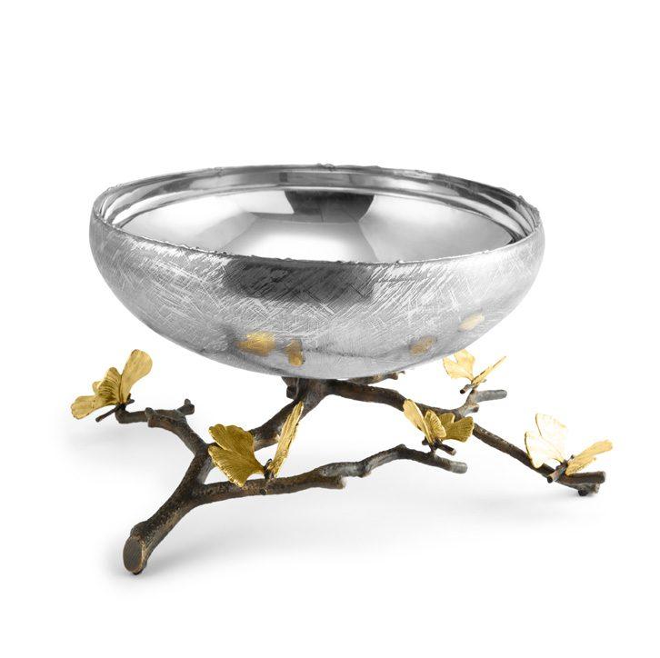 Butterfly Ginkgo Footed Centerpiece Bowl