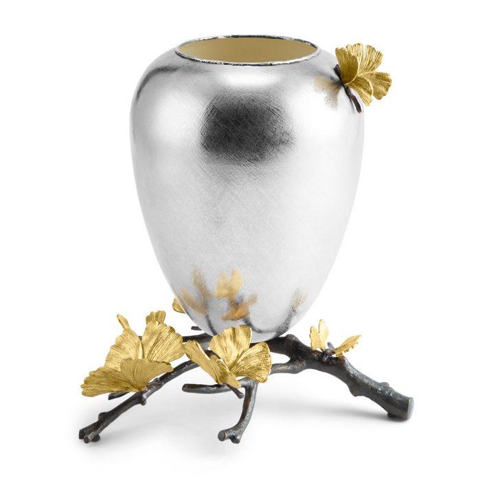 Butterfly Ginkgo Footed Vase