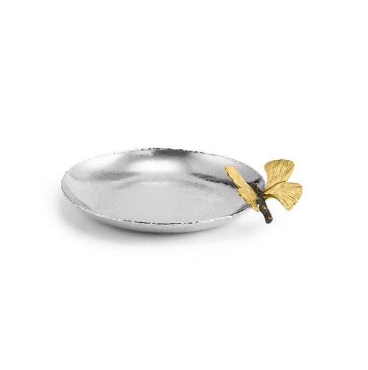 Butterfly Ginkgo Round Trinket Tray