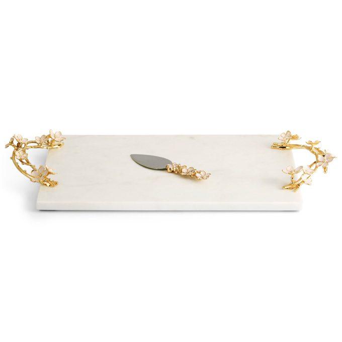 Jasmine Blossom and Green Moss Cherry Blossom Cheese Board w/ Spreader