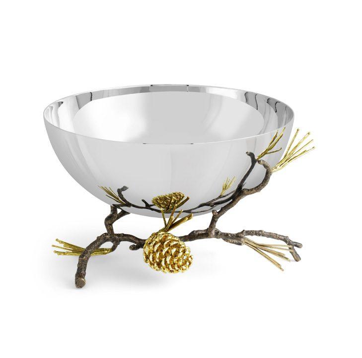 Antique Goldtone Pine Cone Serving Bowl