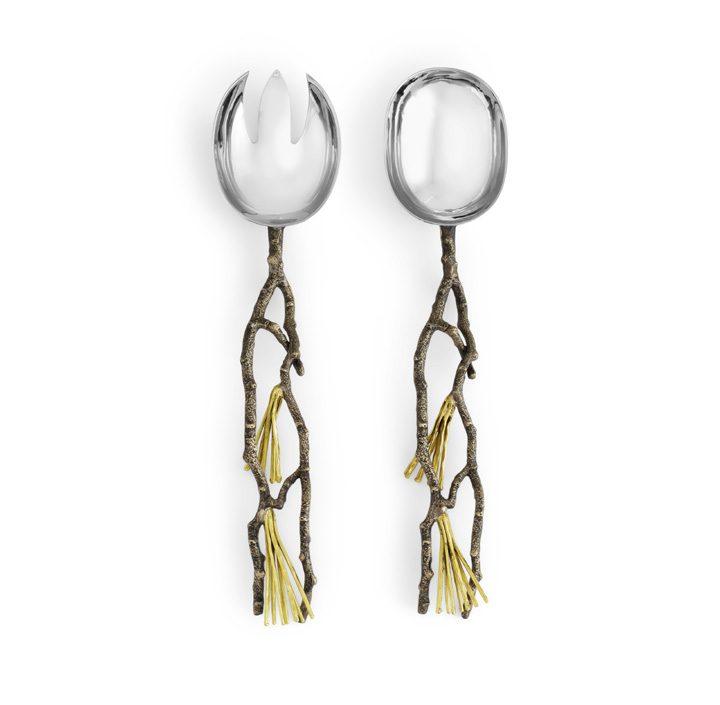 Antique Goldtone Pine Cone Serving Set