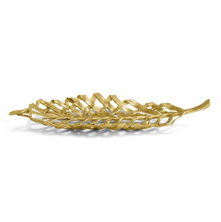 Antique Goldtone Palm Centerpiece Platter