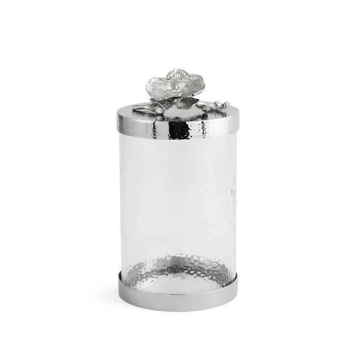 Glass White Orchid Medium Canister
