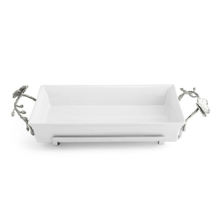 Glass White Orchid 3-Quart Casserole