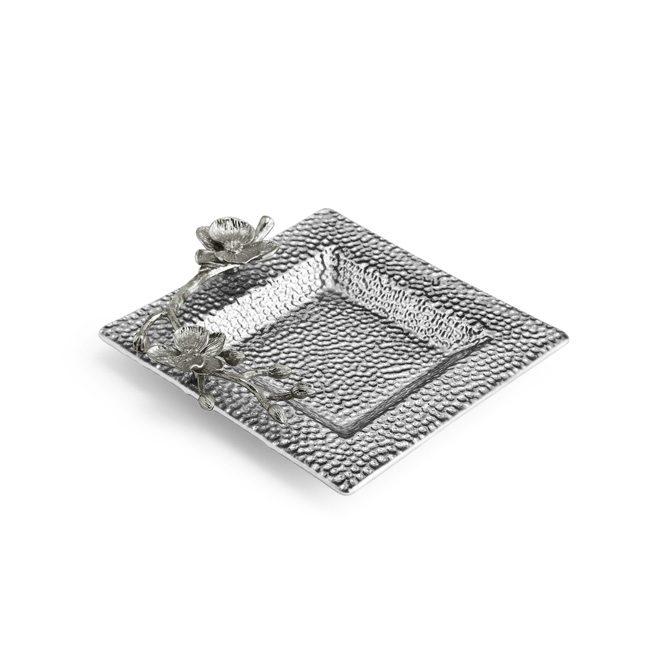 White Orchid Glass Snack Dish