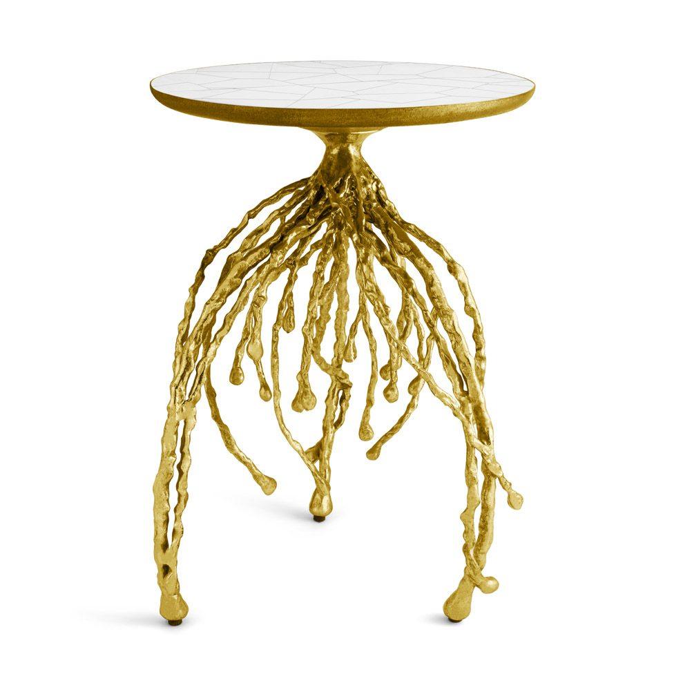 Glass Water Hyacinth Accent Table