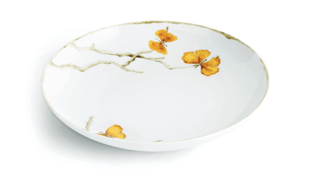 Porcelain Butterfly Ginkgo Gold Pasta Bowl
