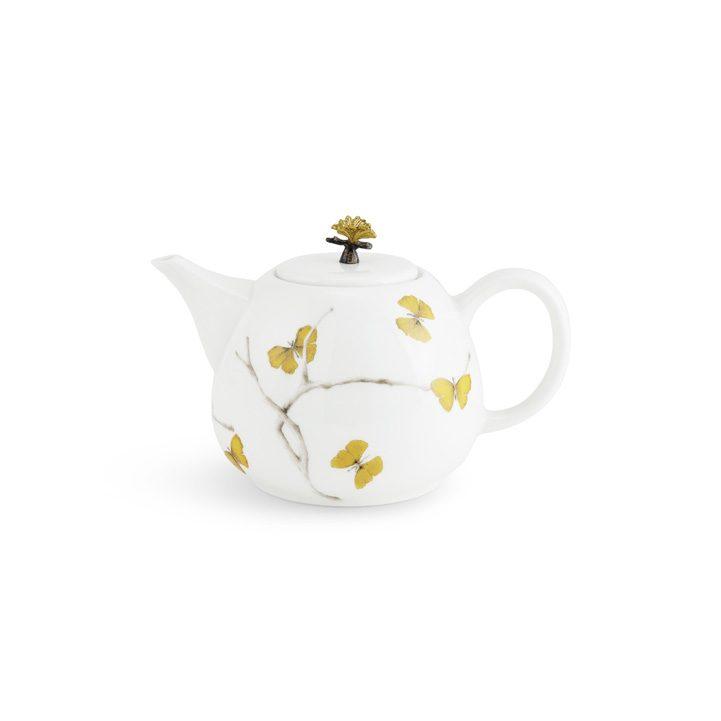 Porcelain Butterfly Ginkgo Gold Porcelain Teapot