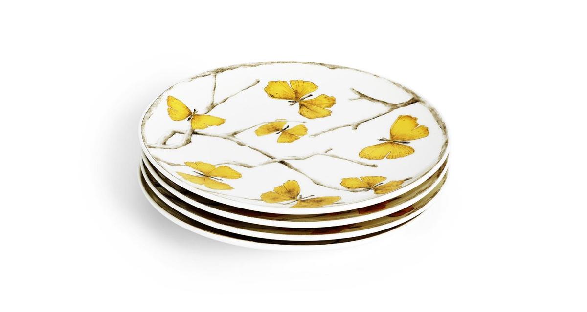 Butterfly Ginkgo Gold Porcelain Mug