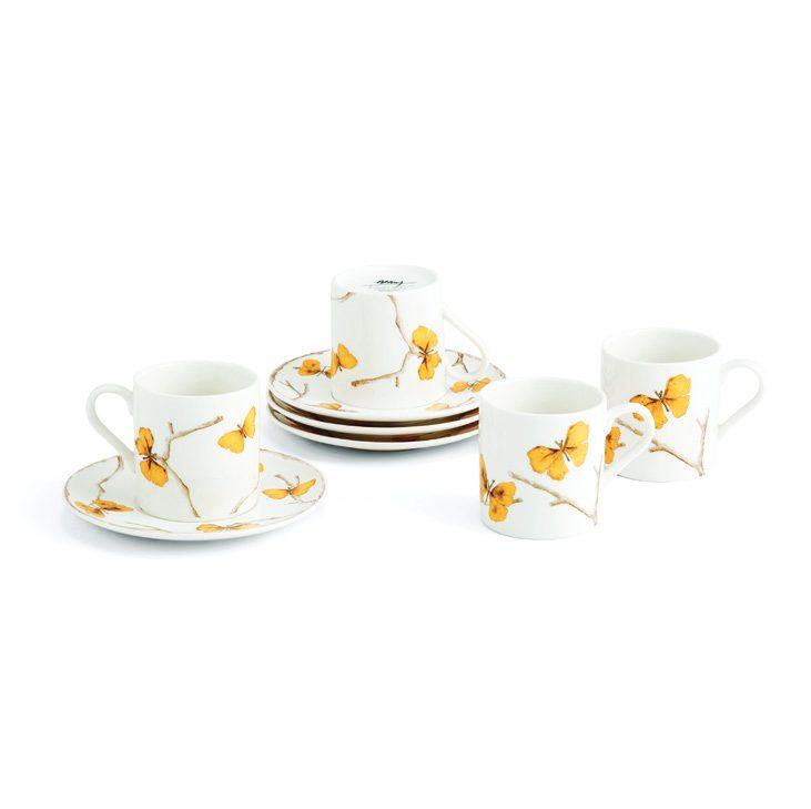 Porcelain Butterfly Ginkgo Gold Porcelain Sugar Pot