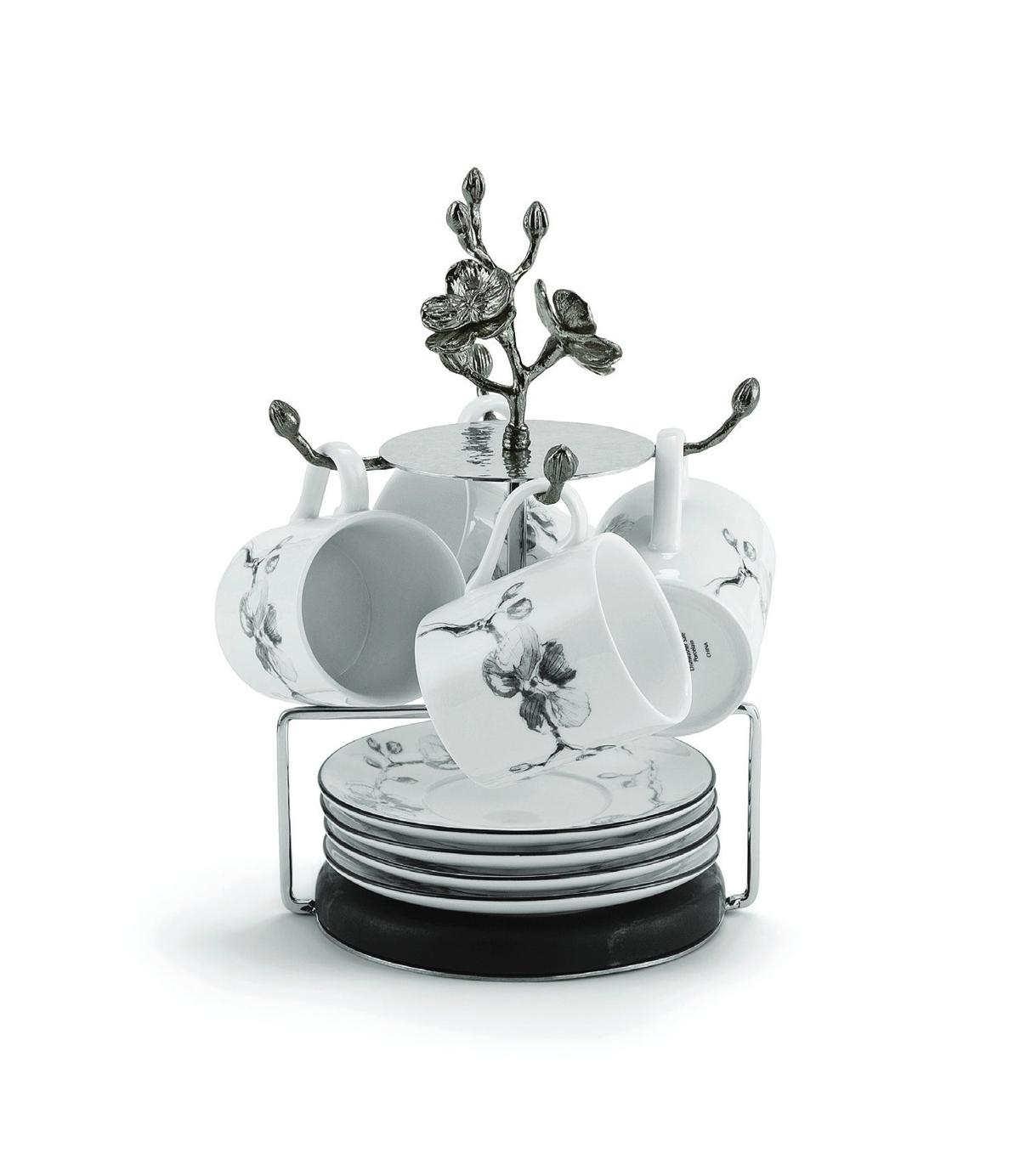 Black Nickelplate Black Orchid Demitasse Set