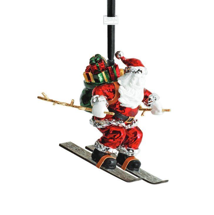Hand Paint Skiing Santa Ornament
