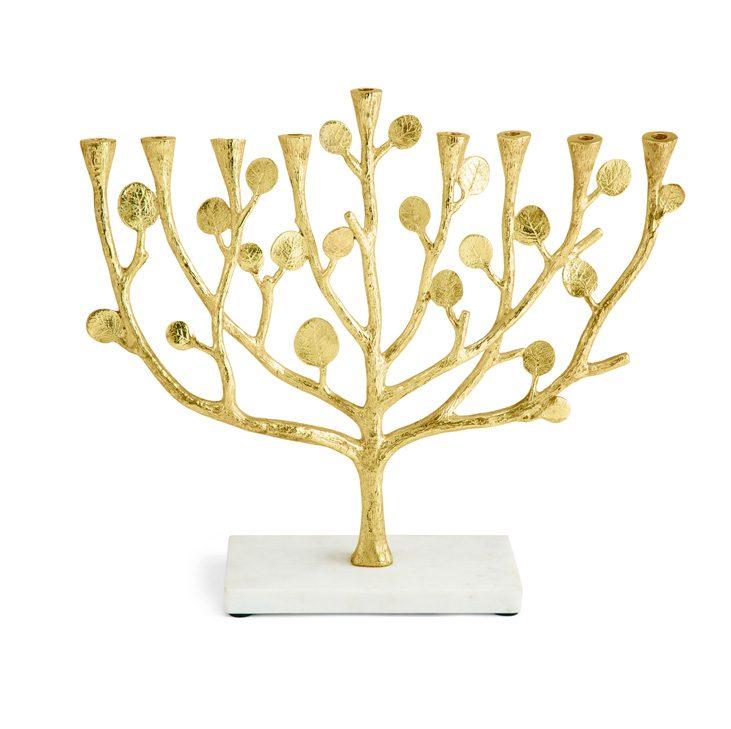 Botanical Leaf Gold Menorah