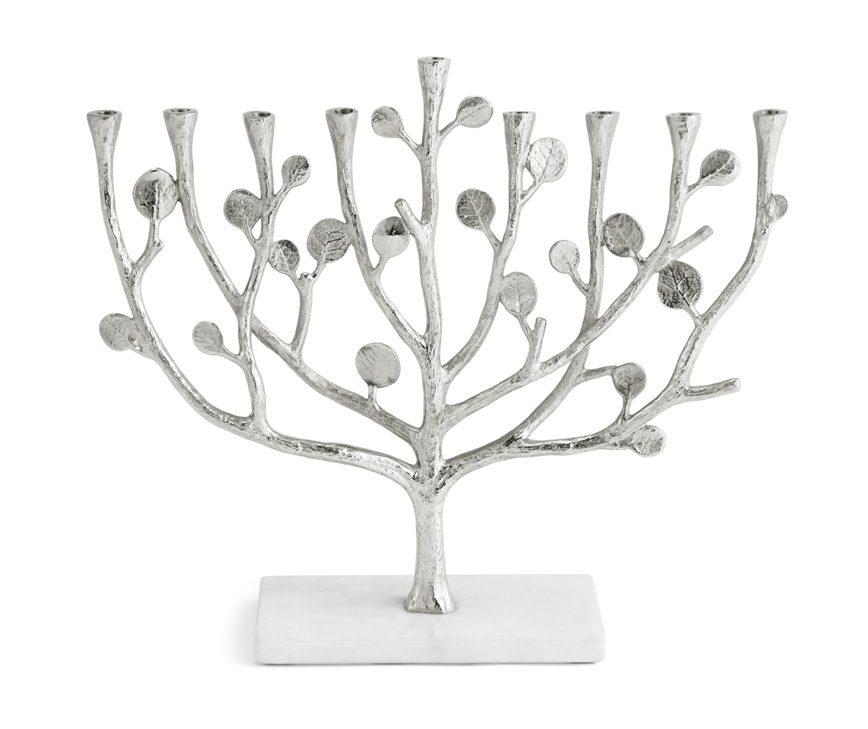 Marble Botanical Leaf Menorah