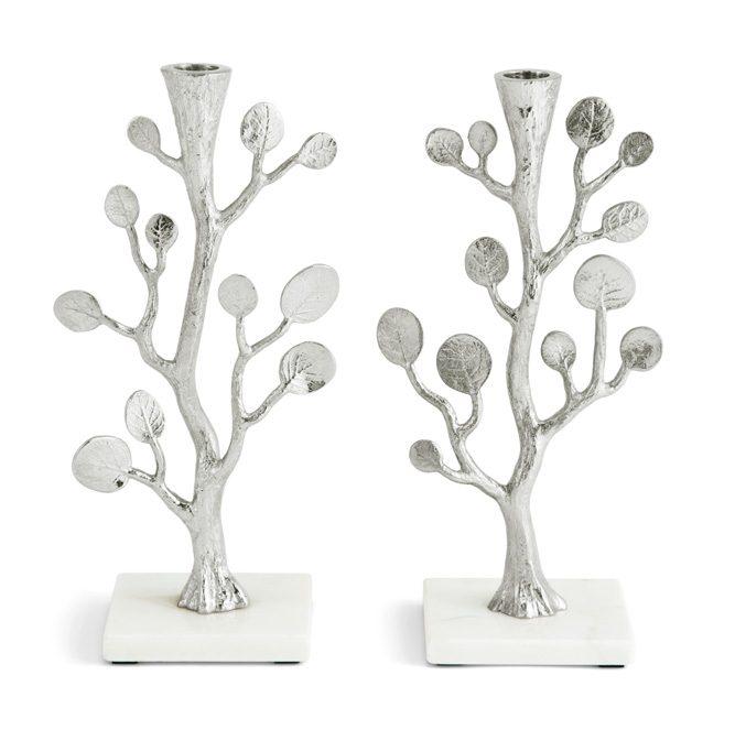 Marble Botanical Leaf Candleholders