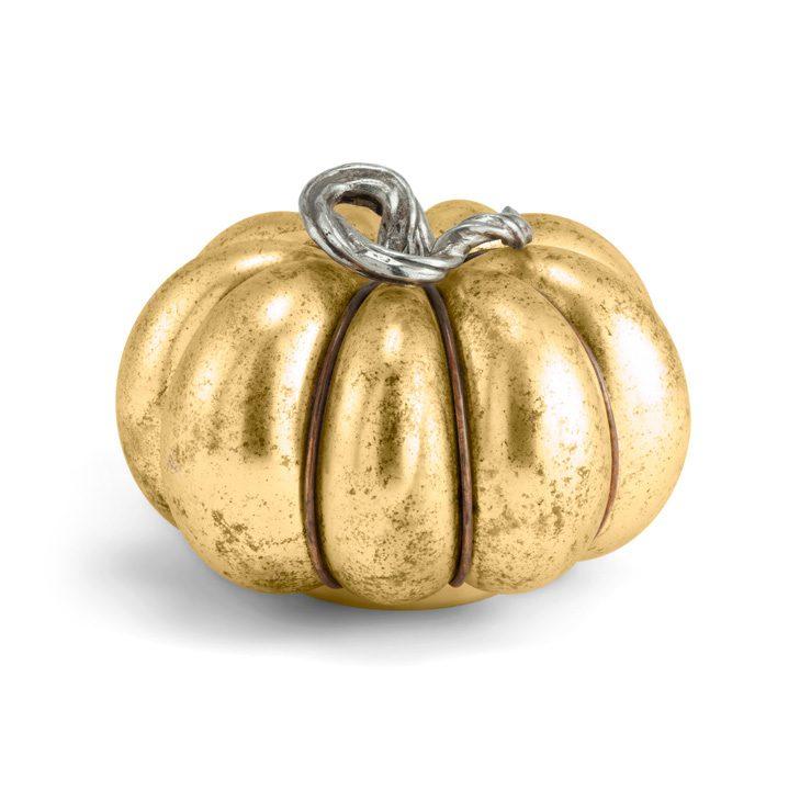 Antique Goldtone Medium Glass Pumpkin