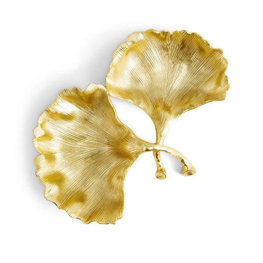Clear Enamel New Leaves Ginkgo Double Compartment Dish