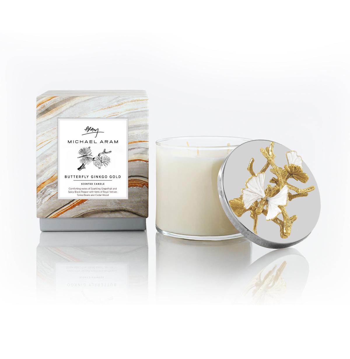Butterfly Ginkgo Gold Candle