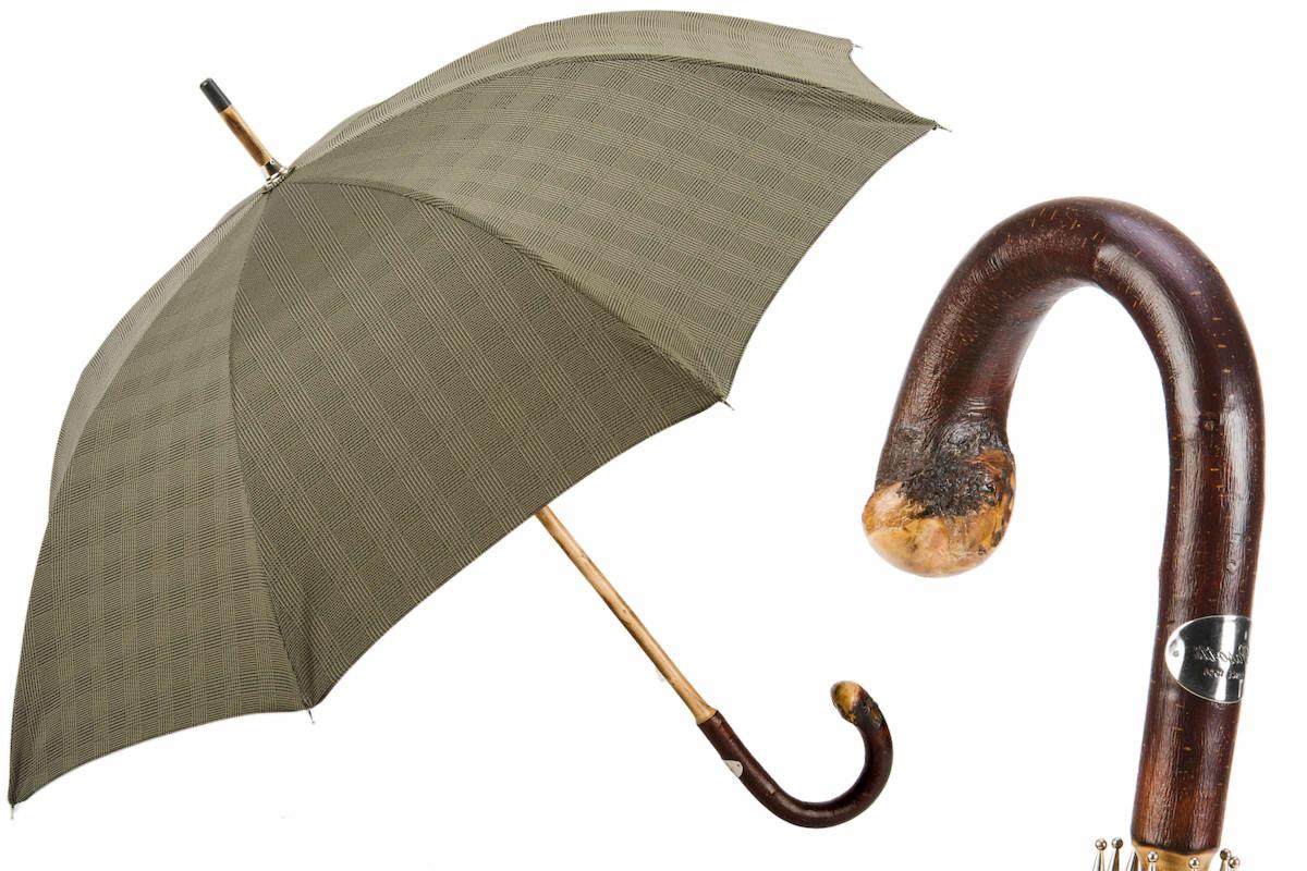142 Milford-6 CBR - Solid Chestnut Striped Umbrella with Knob End
