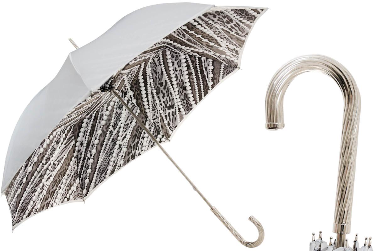 189N 5A003-34 G2 - Umbrella with Grey Pearls and Leopard Print